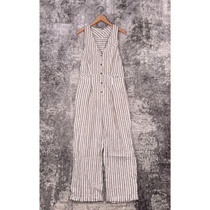 Free People Striped Jumpsuit with Cinched Back